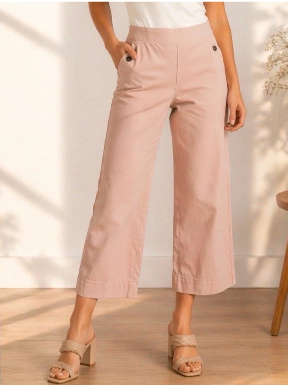 Spanx Stretch Twill Cropped Wide Leg Pants